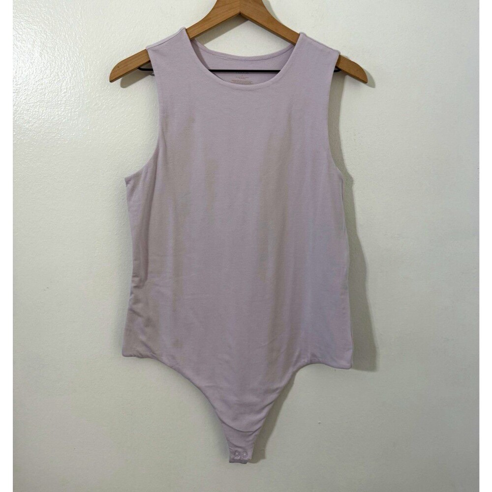 Nuuds Classic Crewneck Tank Bodysuit Large Lavender Purple Everyday Wear Layer